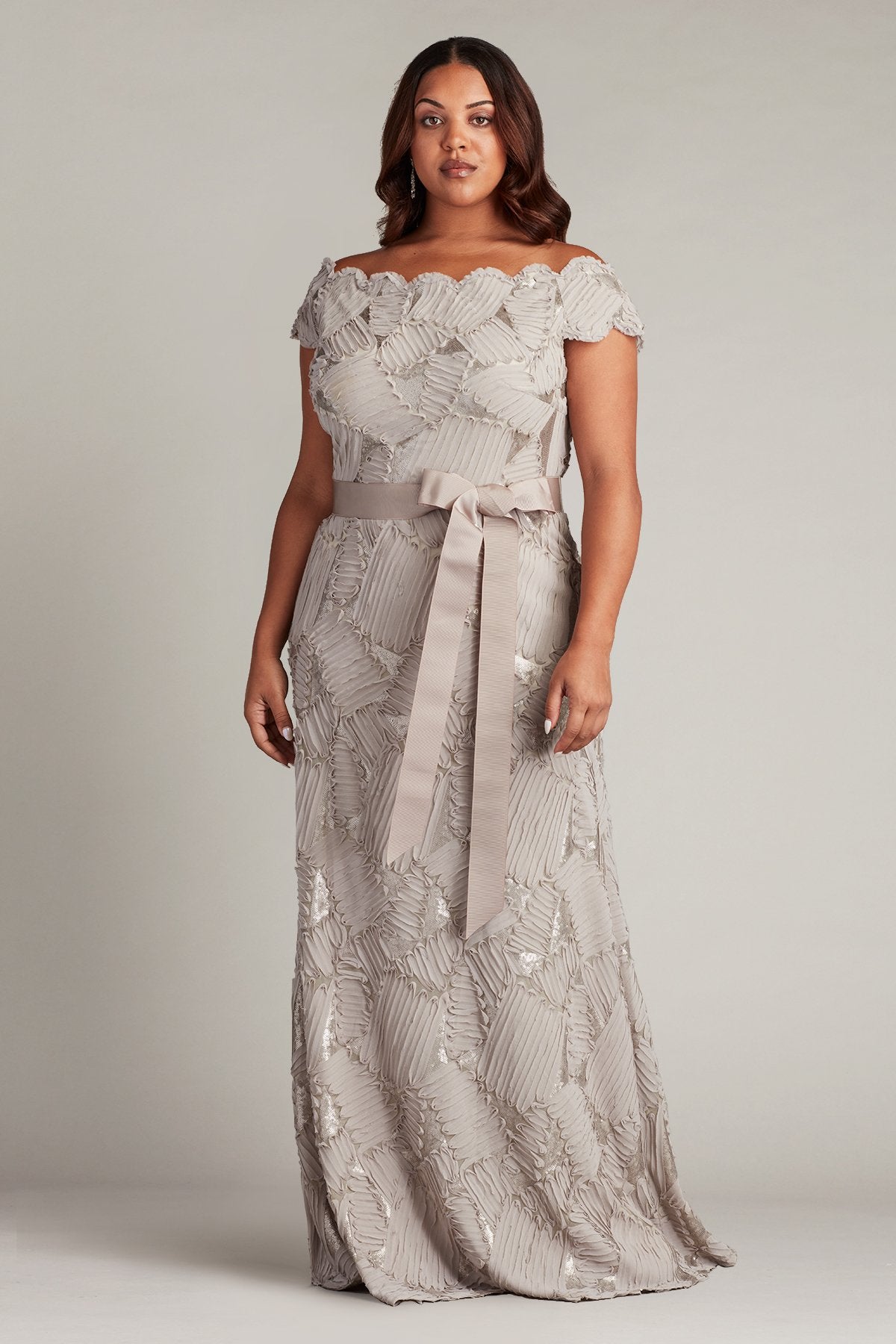 Demie Embroidered Mini Paillette Gown - PLUS SIZE