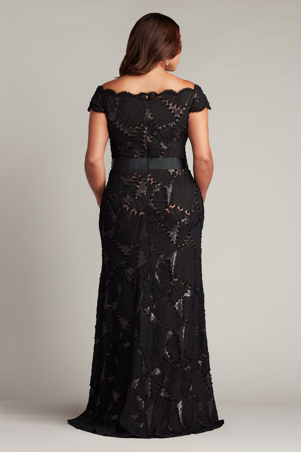 Demie Embroidered Mini Paillette Gown - PLUS SIZE