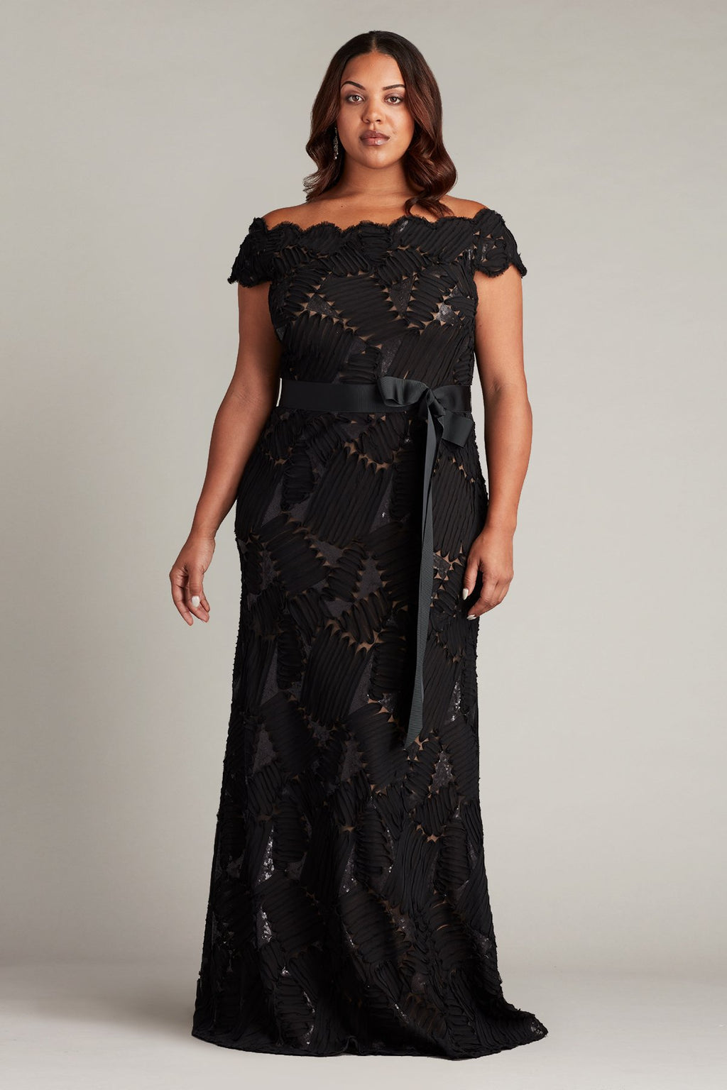 Demie Embroidered Mini Paillette Gown - PLUS SIZE