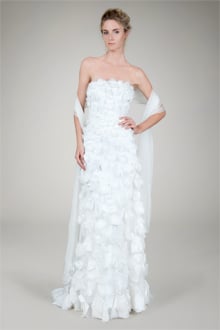 Hand Cut Floral Strapless Gown in Ivory