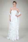 Hand Cut Floral Strapless Gown in Ivory
