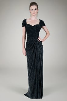 Draped Metallic Tulle Gown in Pewter