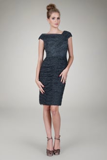Pleated Metallic Tulle Cocktail Dress in Pewter