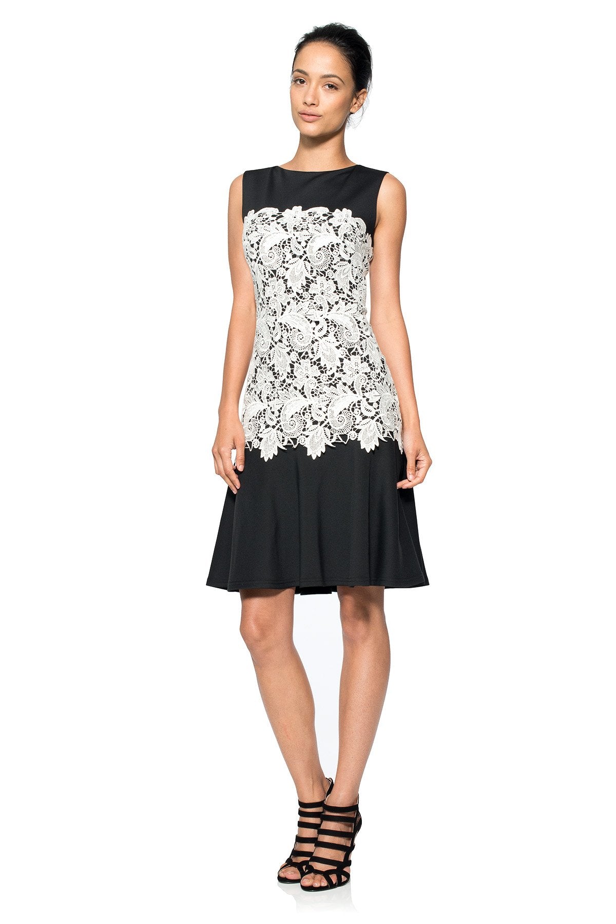 Contrast Lace A-Line Dress