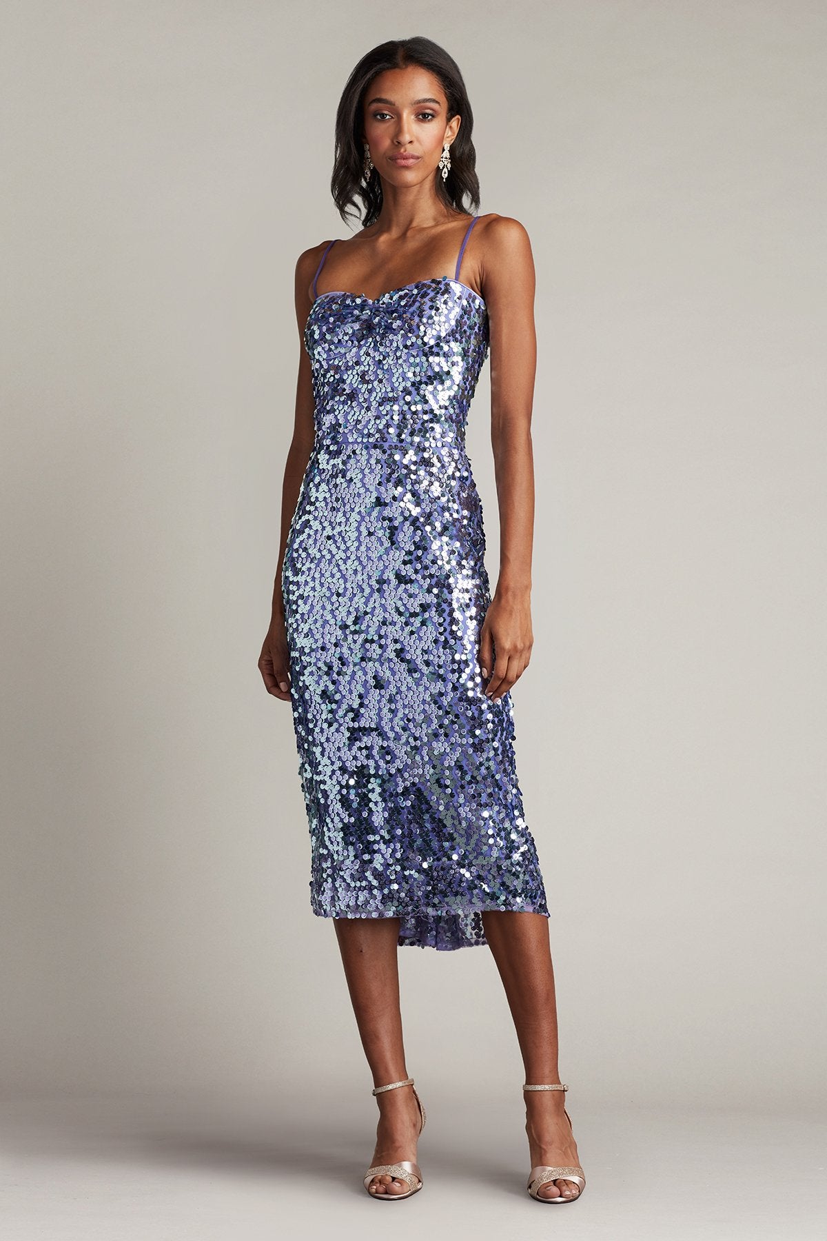 Mikala Sequin Corset Back Midi Dress – Tadashi Shoji Official