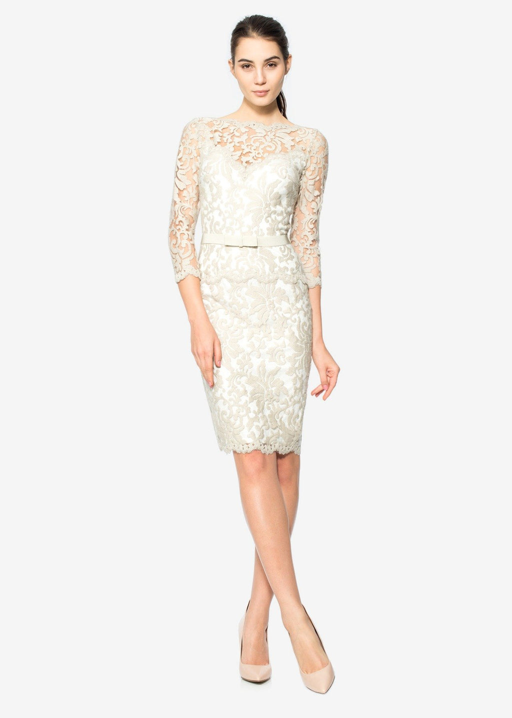 Tadashi Shoji - Illusion Lace 3/4 Sleeve