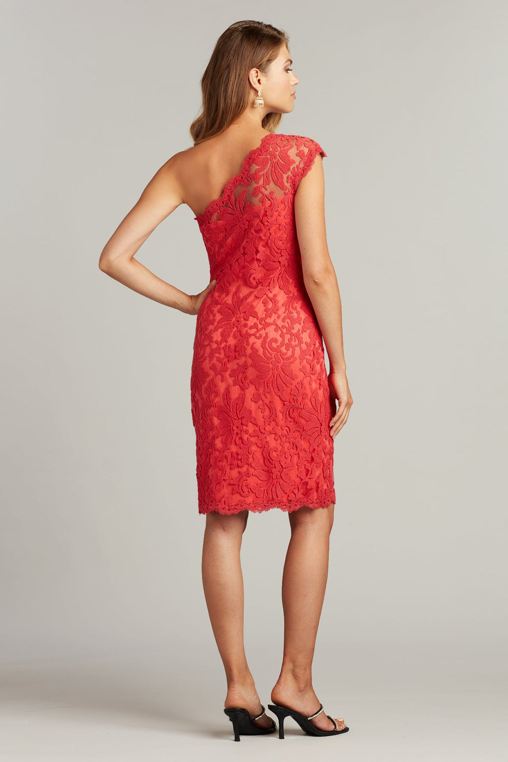 Polke One-Shoulder Embroidered Dress