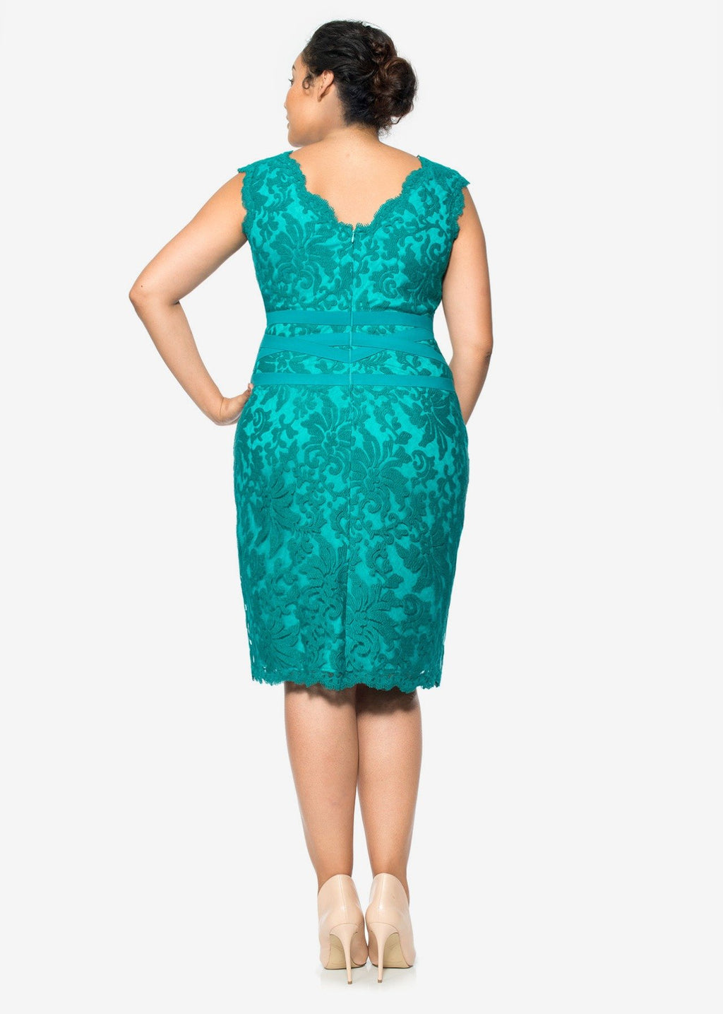 Tadashi Shoji Plus Size - Embroidered Lace V-Neck Dress