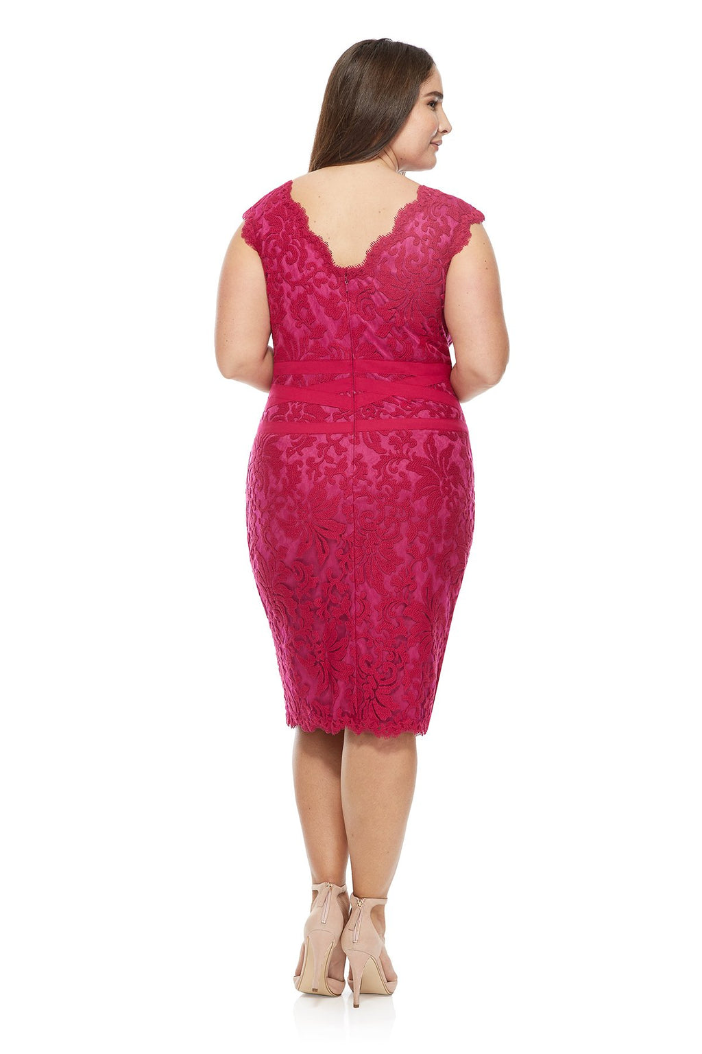 Tadashi Shoji Plus Size - Embroidered Lace V-Neck Dress