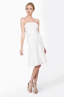 Peau De Soie Tiered Strapless Dress in Ivory