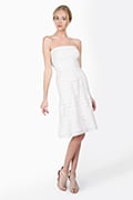 Peau De Soie Tiered Strapless Dress in Ivory