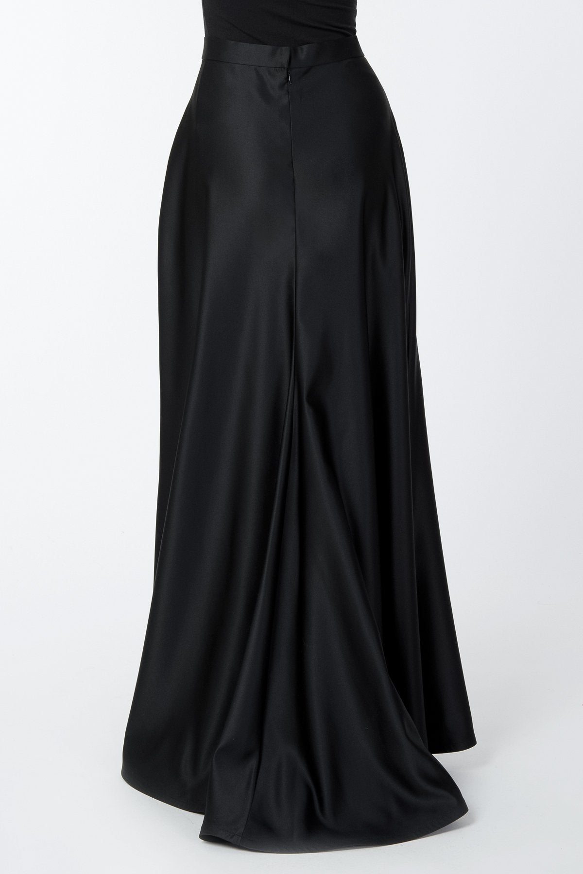 Satin A-Line Skirt in Black
