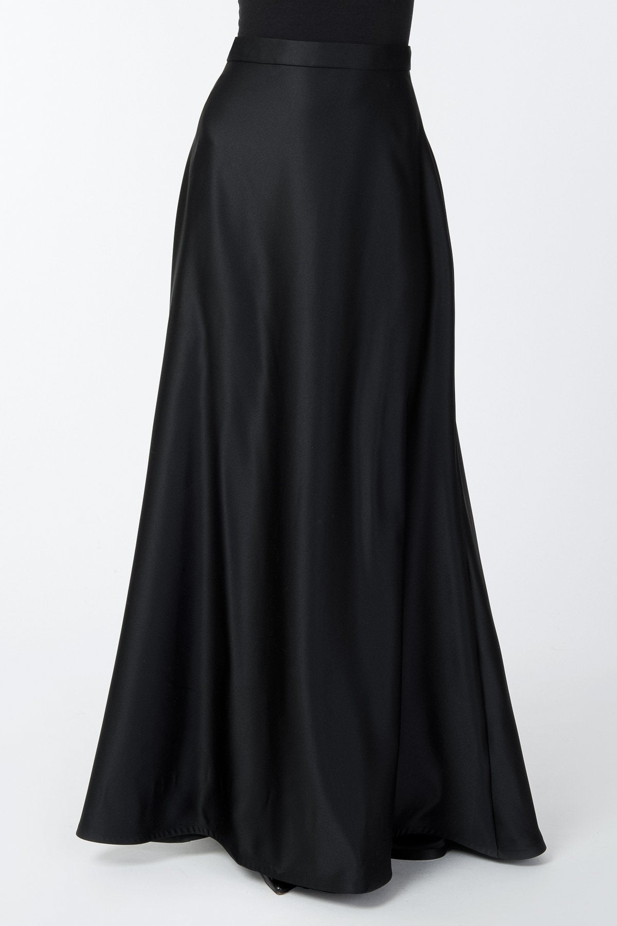 Satin A-Line Skirt in Black