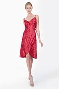 Peau De Soie Tiered V-Neck Dress in Rose Dust