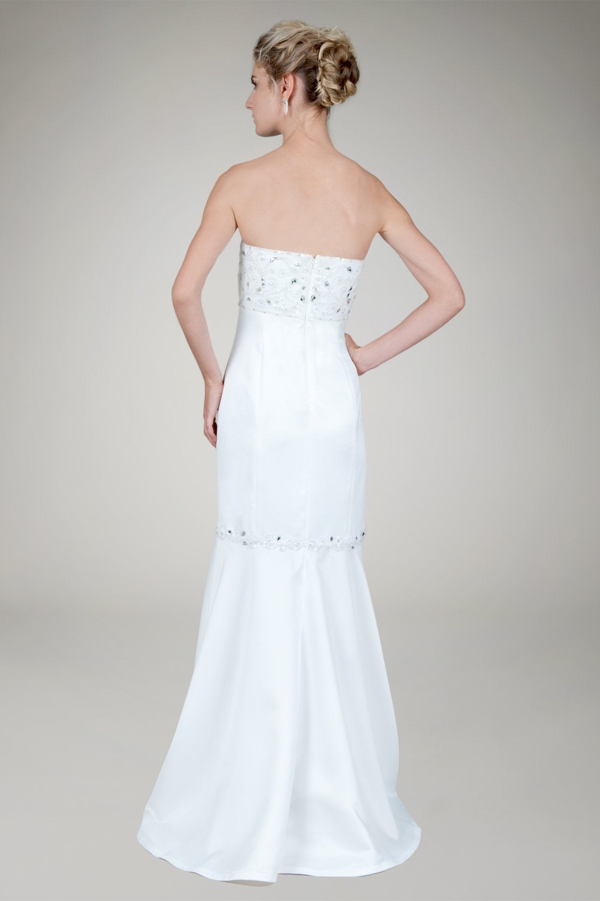 Beaded Strapless Gown in Tafetta