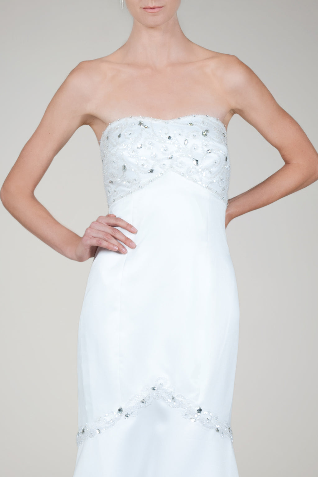 Beaded Strapless Gown in Tafetta