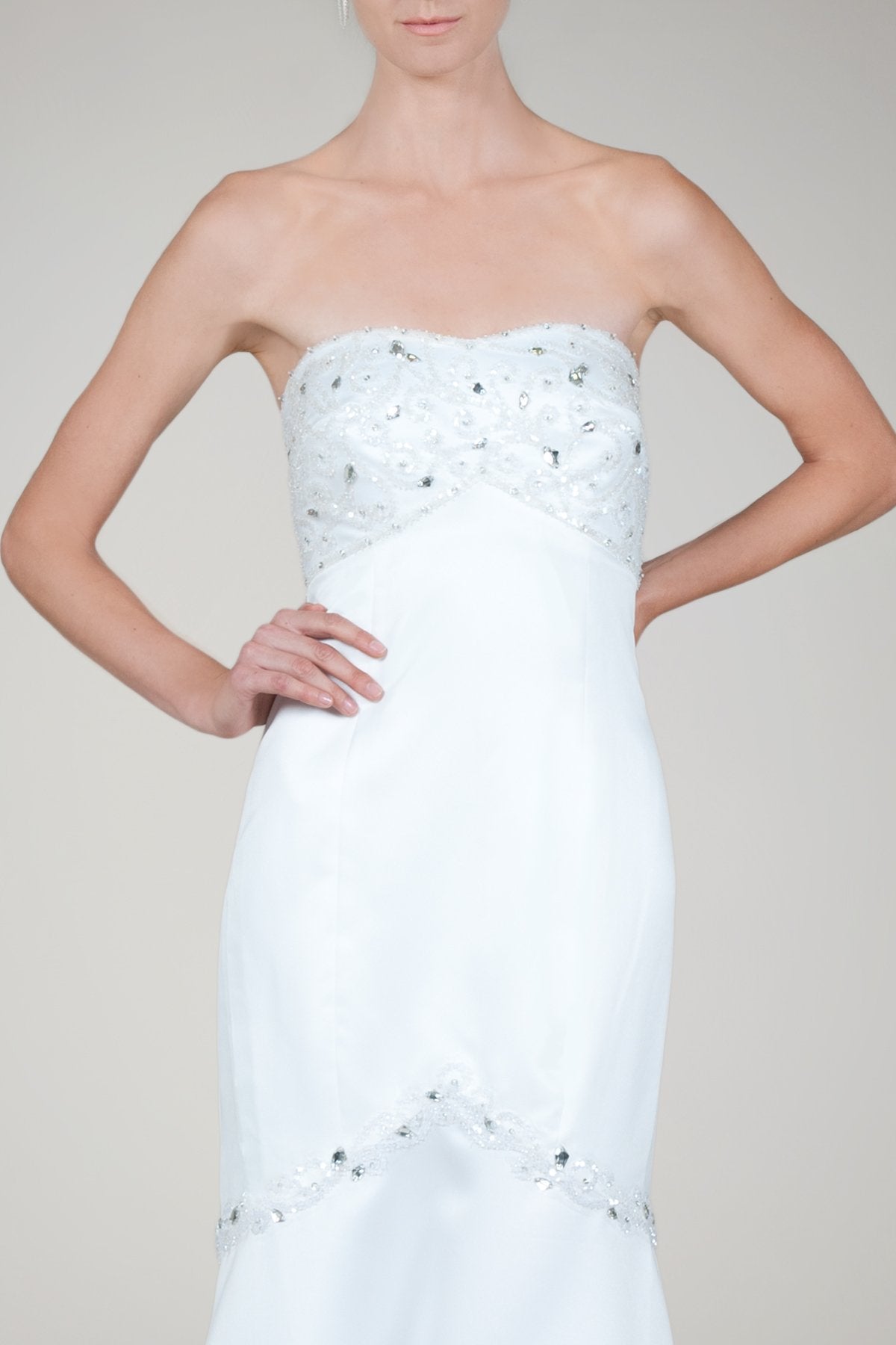 Beaded Strapless Gown in Tafetta