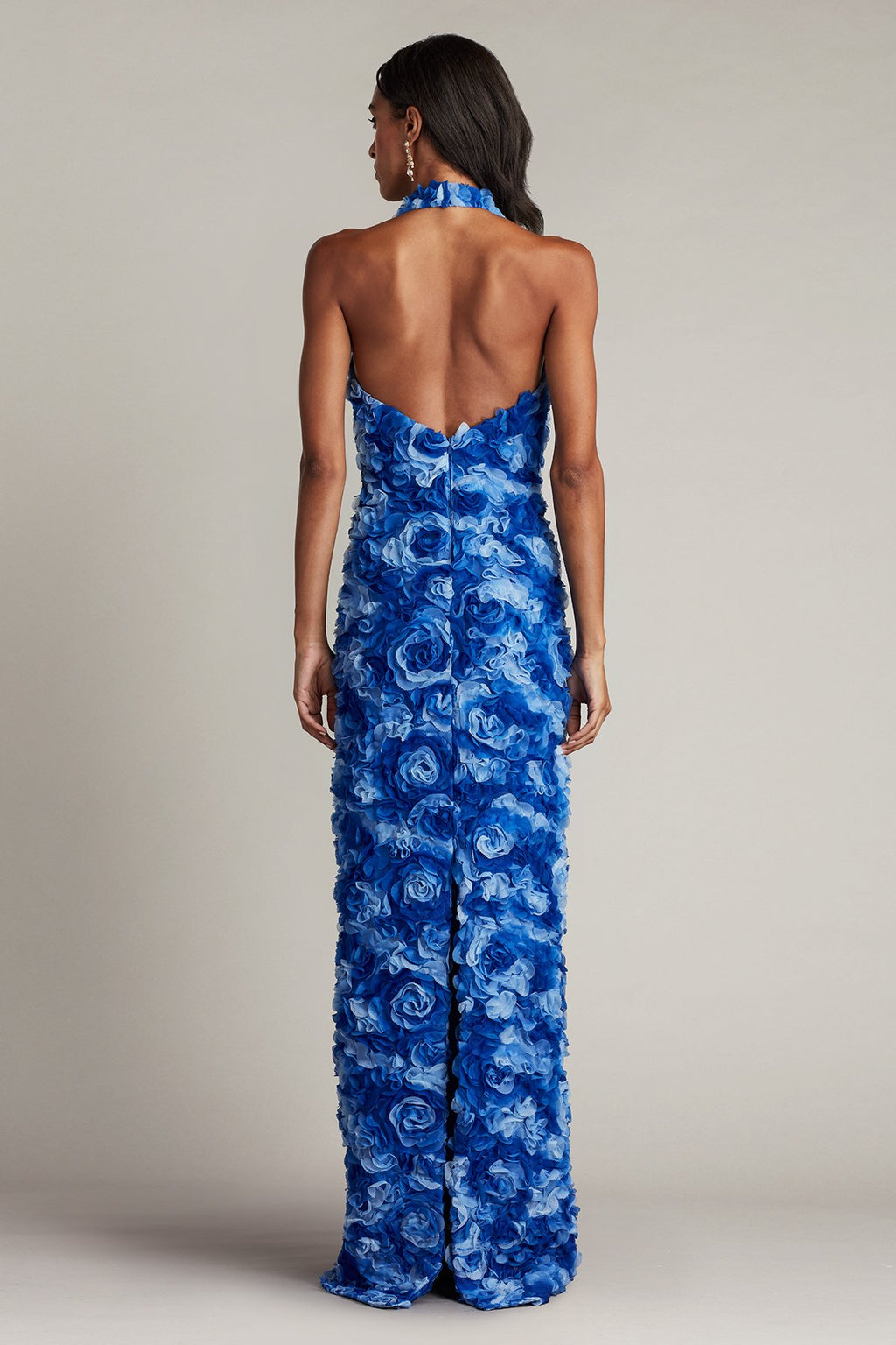 Dion Rosette Appliqué Halter Gown