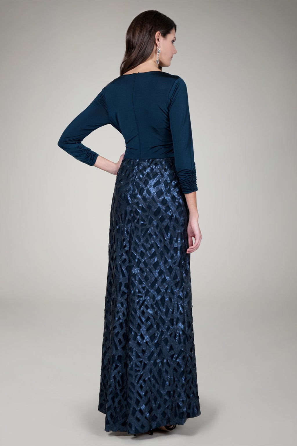 Paillette Cut Out Evening Gown in Navy