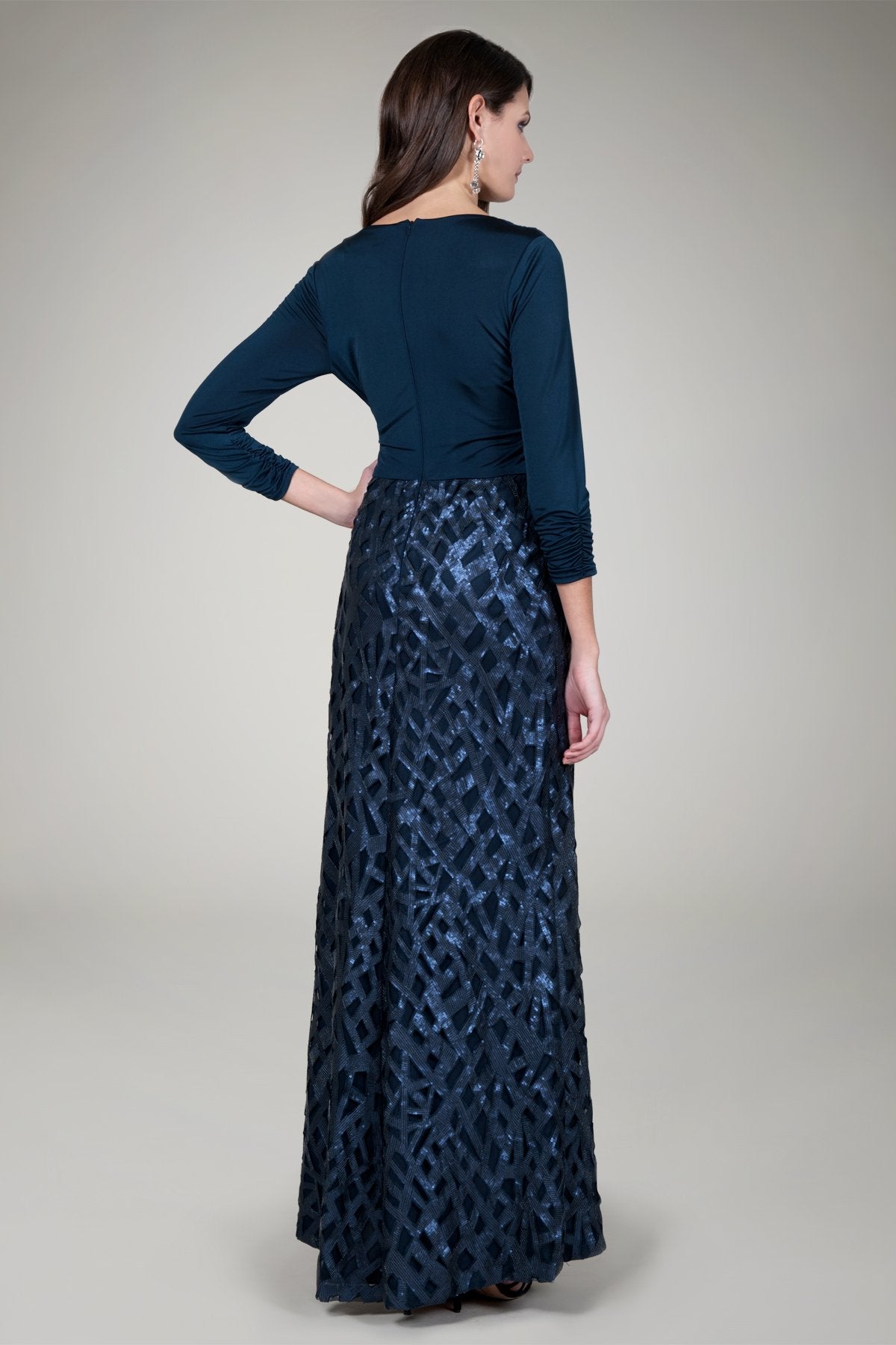 Paillette Cut Out Evening Gown in Navy