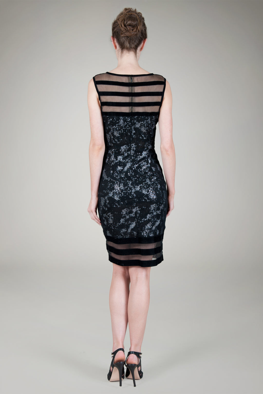 Mini Paillette Sheath Dress in Black / Silver