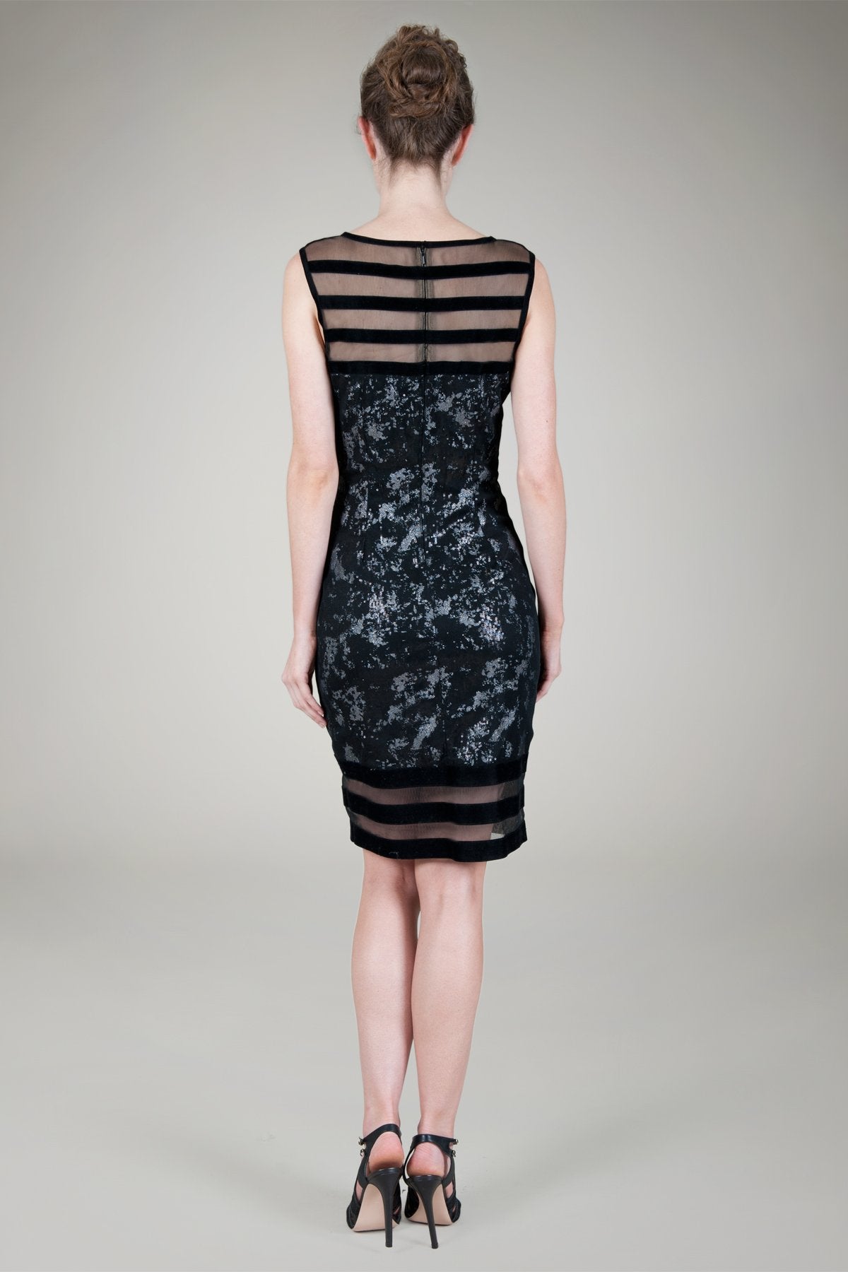 Mini Paillette Sheath Dress in Black / Silver