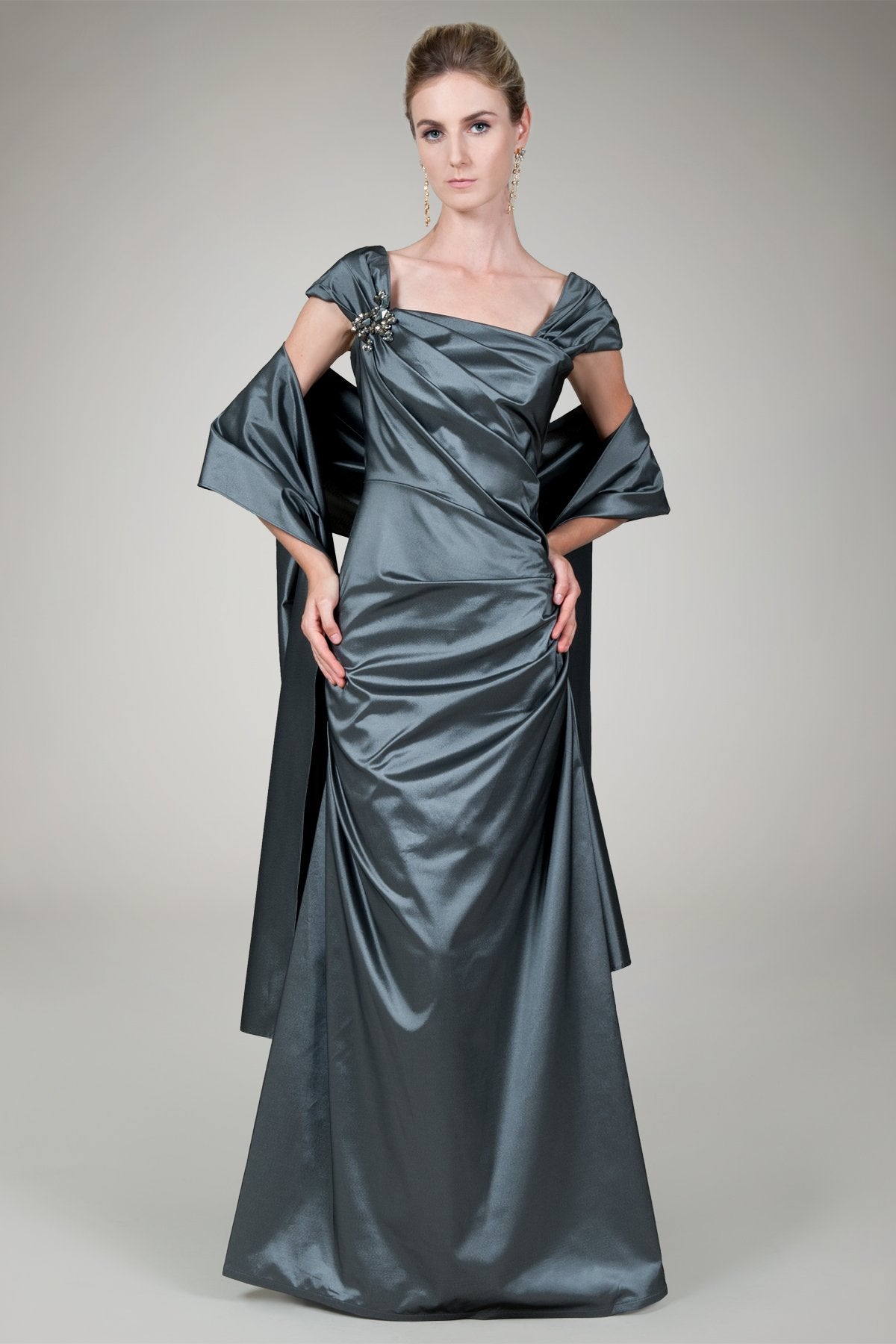 Taffeta Trumpet Gown in Graphite