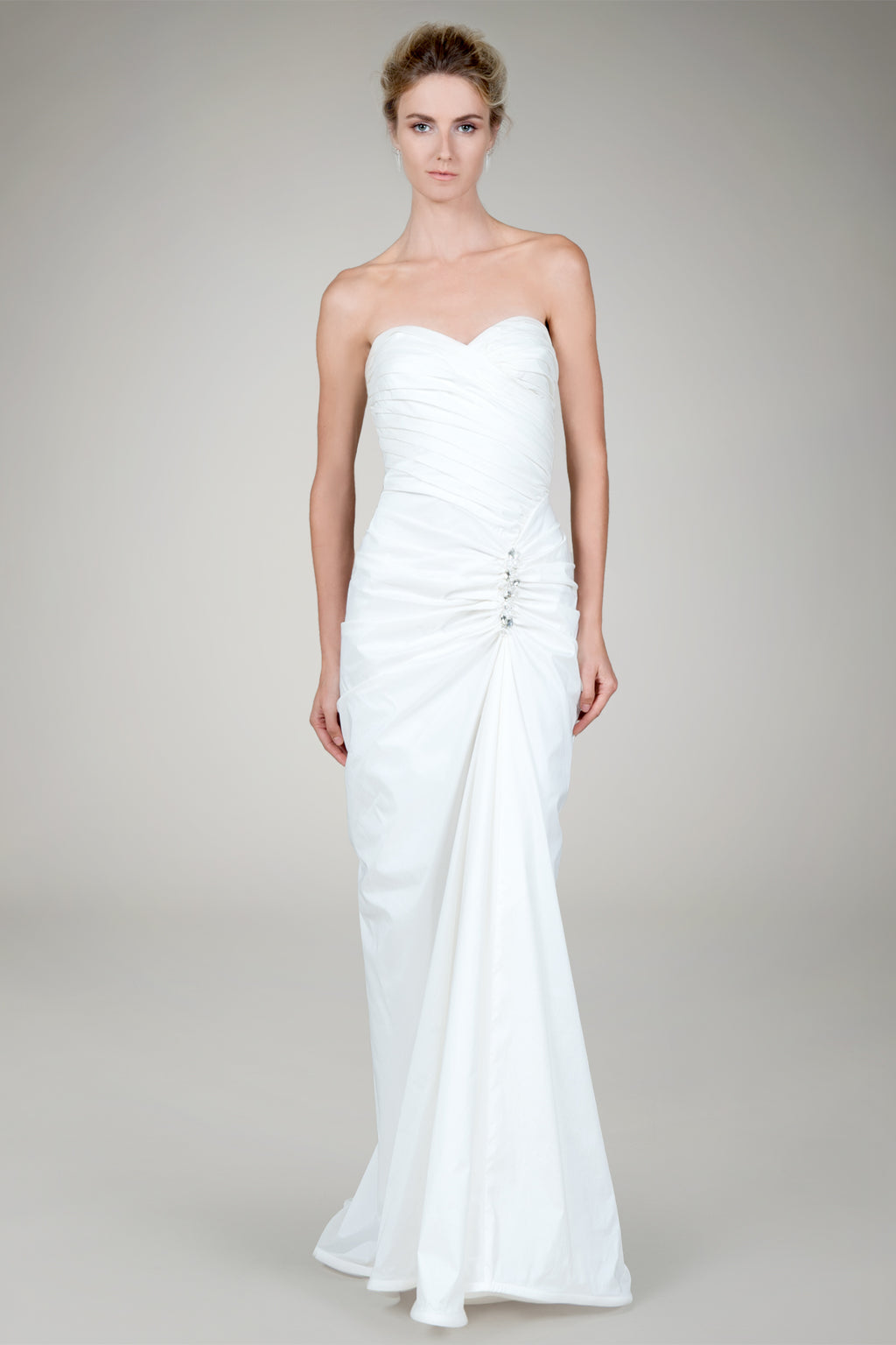 Draped Tafetta Gown with Bolero in Ivory