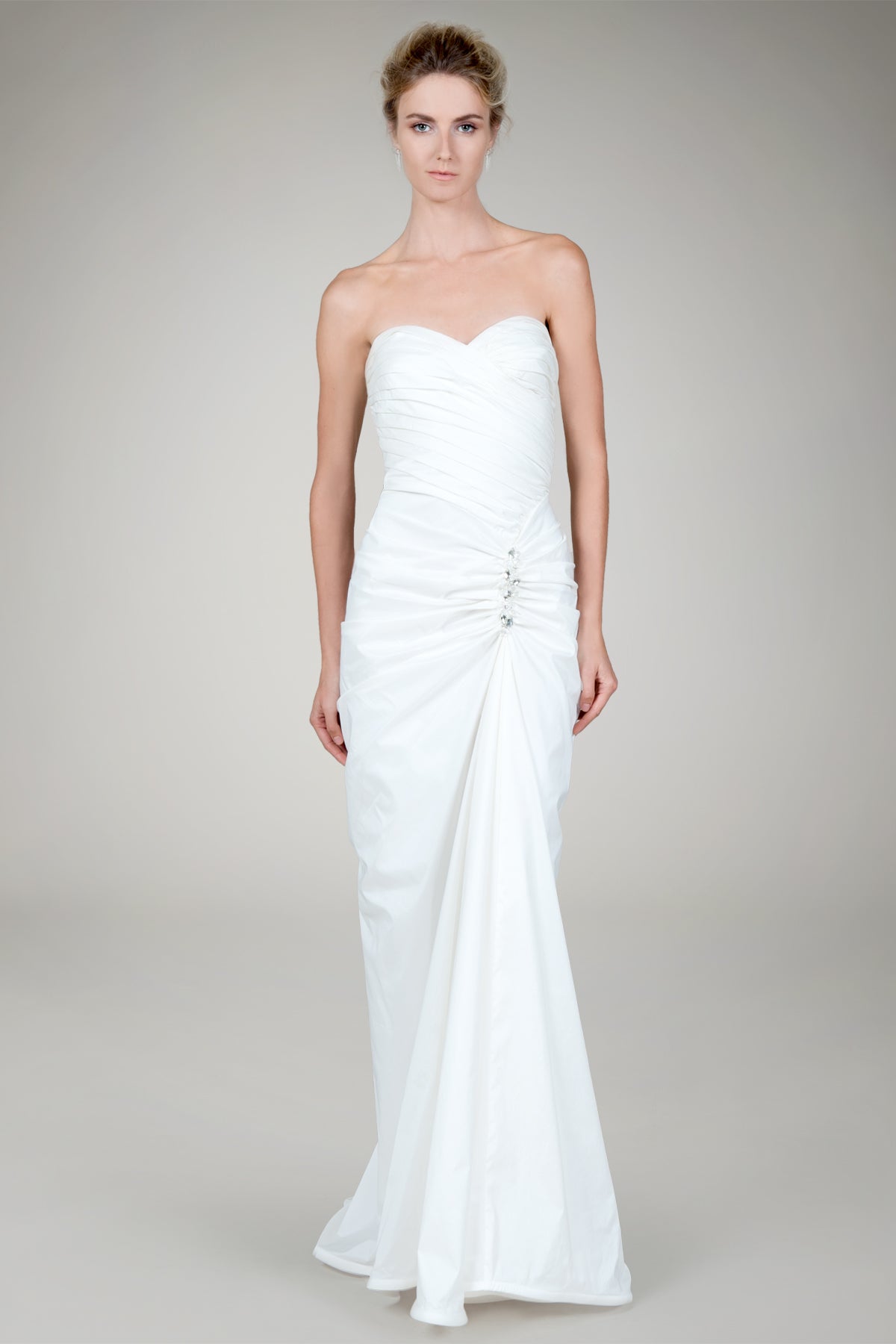 Draped Tafetta Gown with Bolero in Ivory