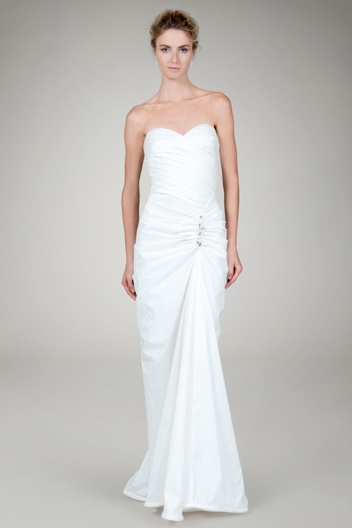 Draped Tafetta Gown with Bolero in Ivory
