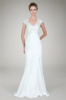 Beaded Lace Taffeta Gown in Ivory