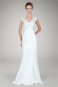 Beaded Lace Taffeta Gown in Ivory