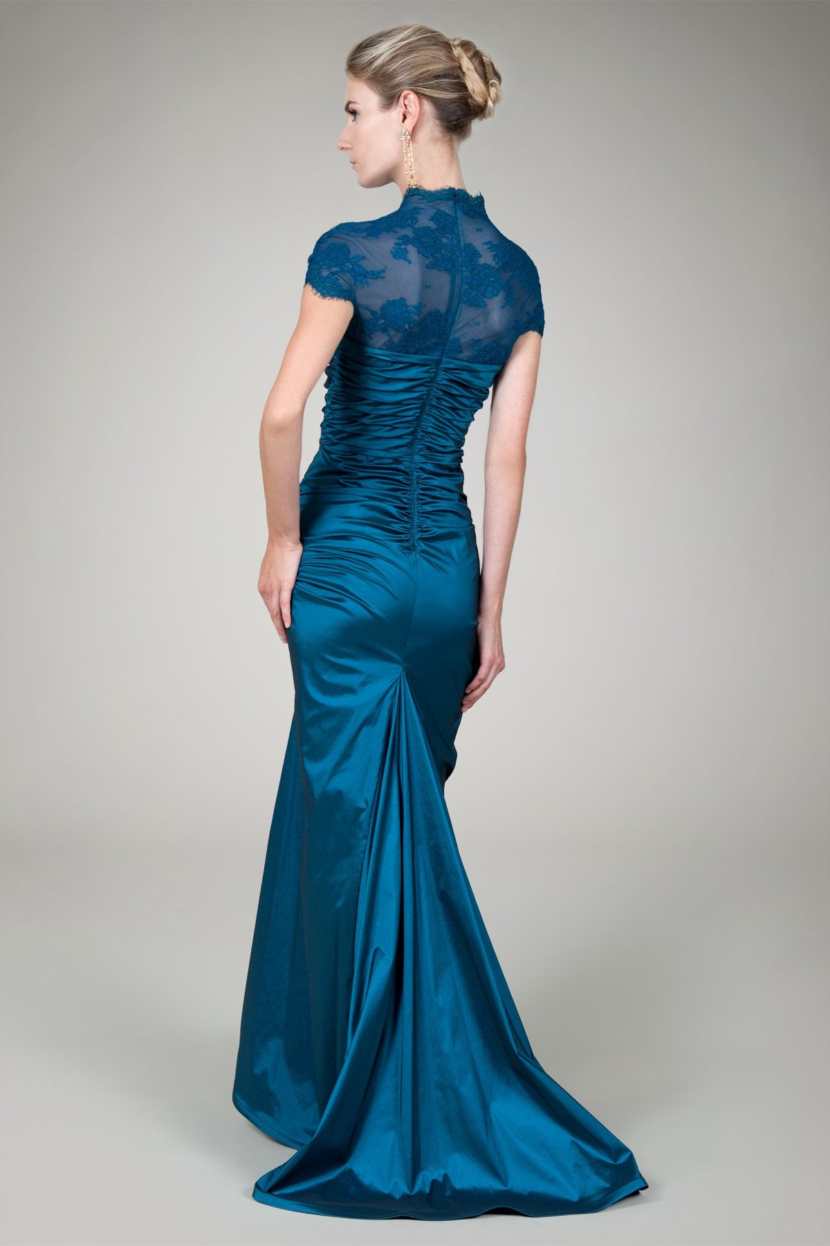 Draped Taffeta Gown in Eclipse