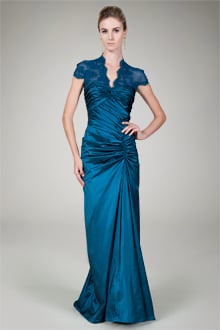 Draped Taffeta Gown in Eclipse