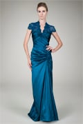Draped Taffeta Gown in Eclipse