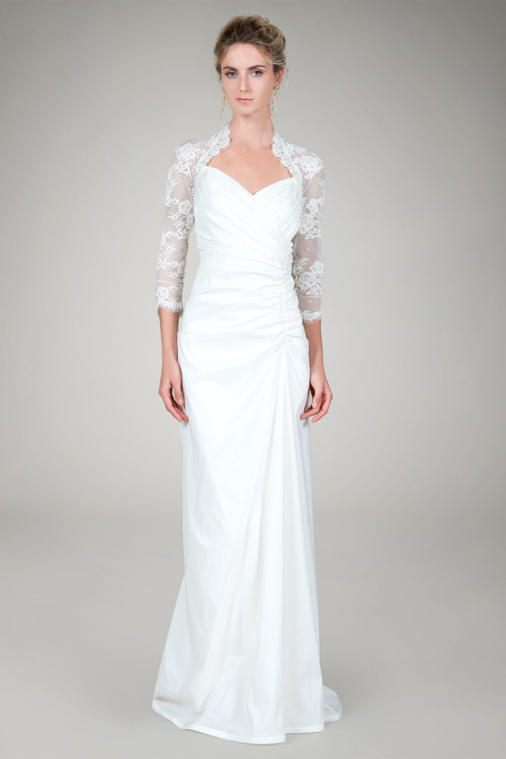 Sweetheart Lace Taffeta Gown in Ivory