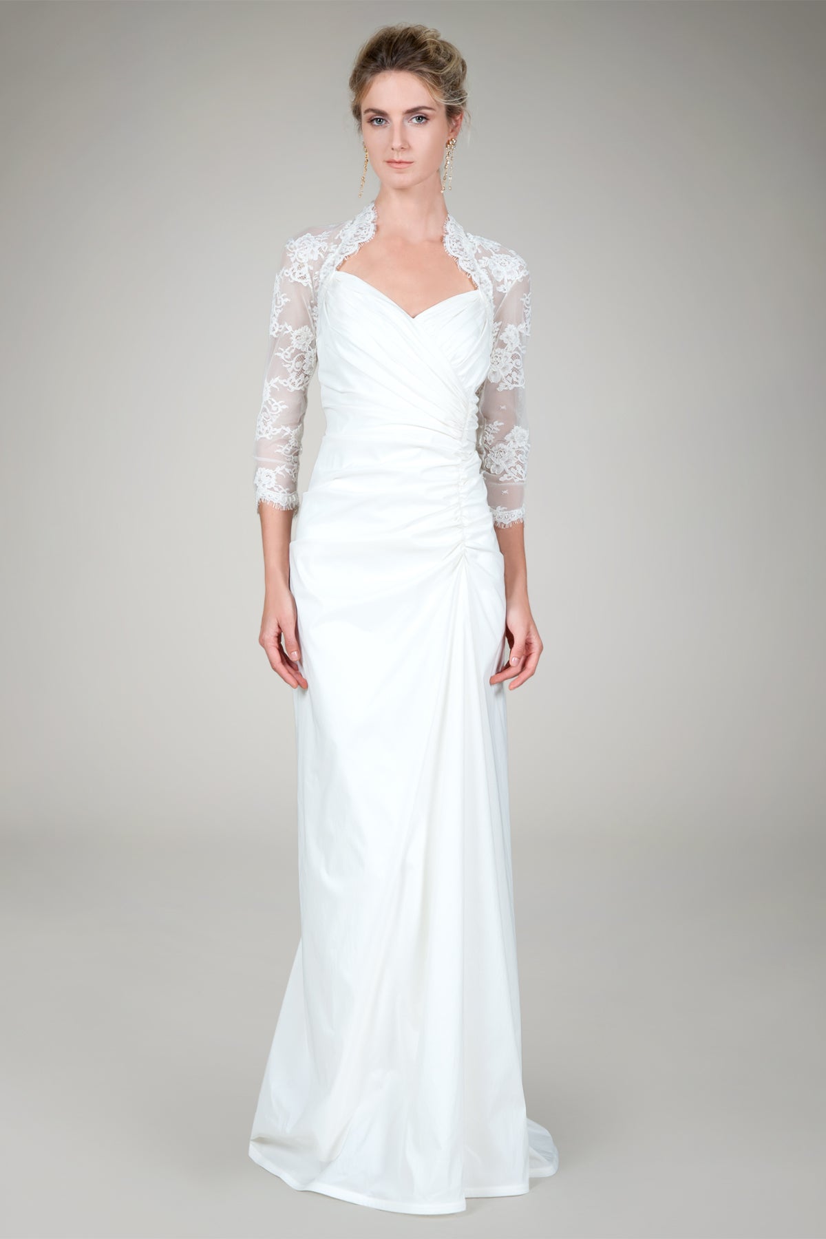 Sweetheart Lace Taffeta Gown in Ivory