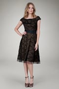 Cut Metallic Tulle Off Shoulder Dress in Black / Nude