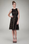 Cut Metallic Tulle Sleeveless Dress in Black / Nude
