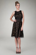 Cut Metallic Tulle Sleeveless Dress in Black / Nude