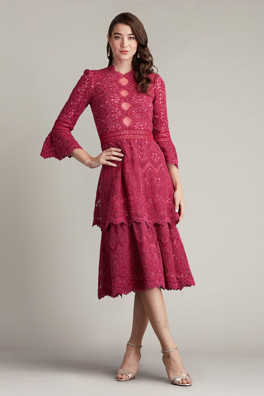 Blossom Tiered Embroidered Midi Dress
