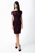 Sequin Mesh Ruched Dress in Poppy