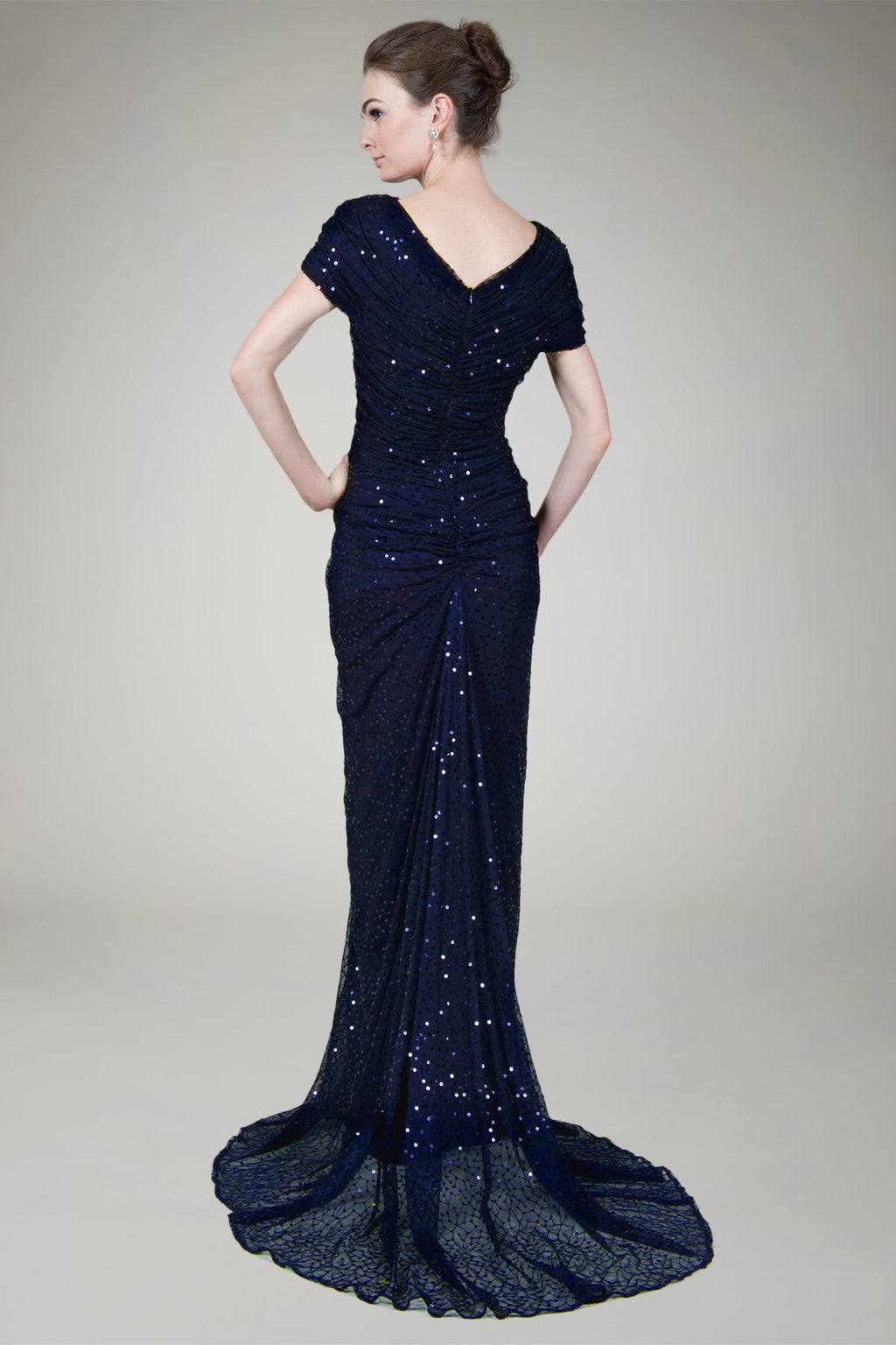 Red Carpet Sequin Gown in Navy