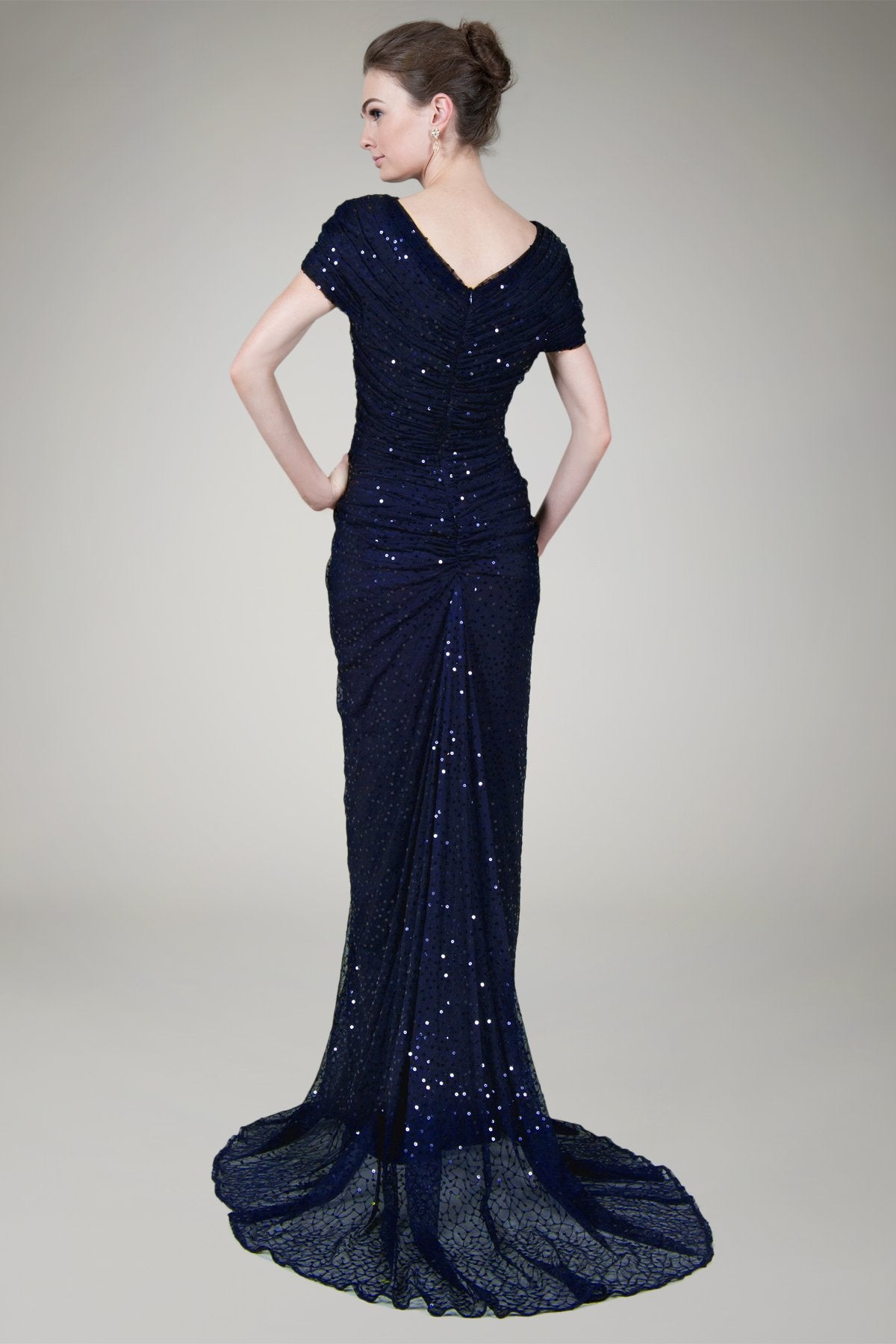 Red Carpet Sequin Gown in Navy