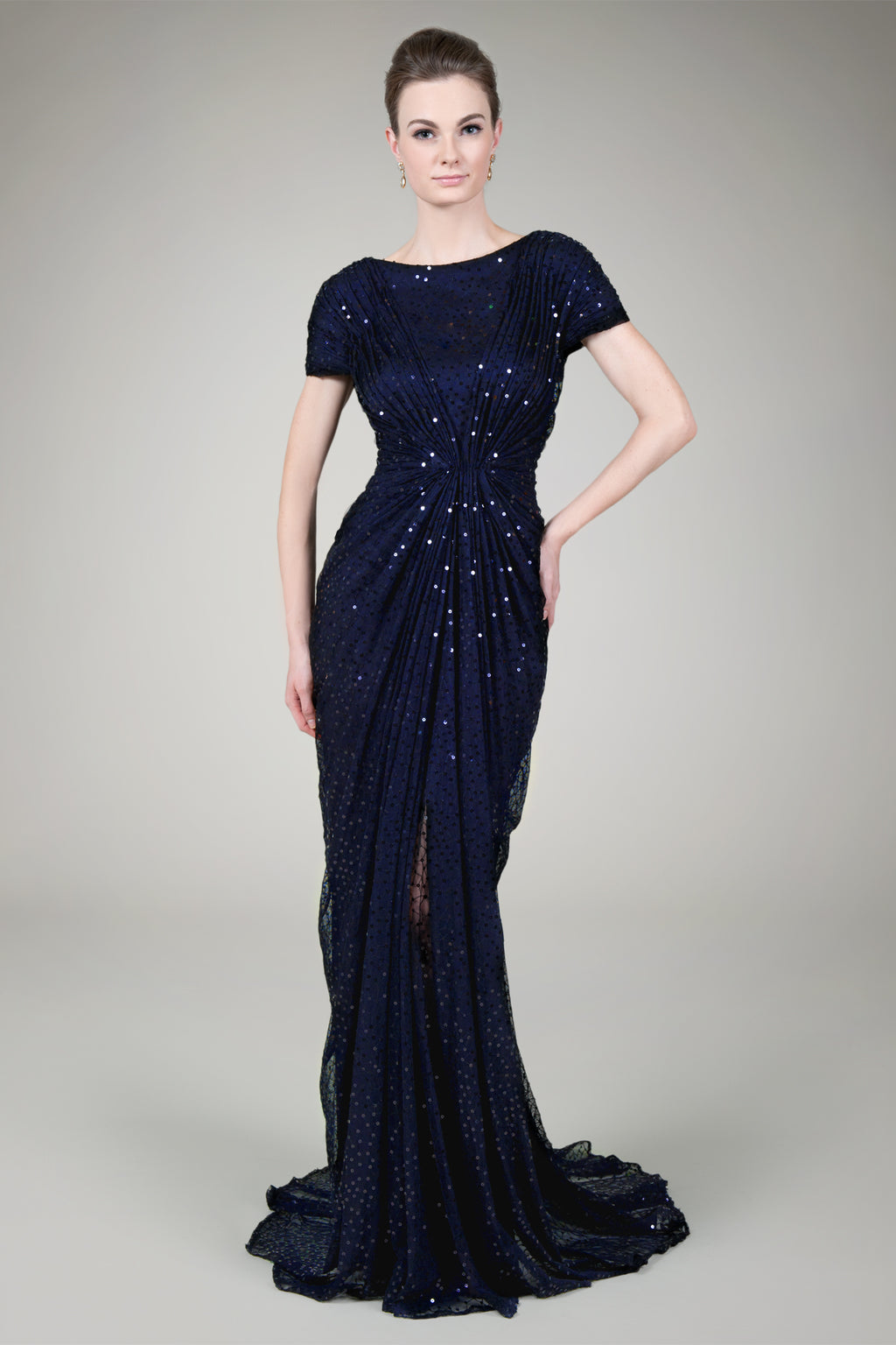 Red Carpet Sequin Gown in Navy