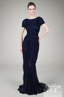 Red Carpet Sequin Gown in Navy