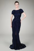 Red Carpet Sequin Gown in Navy