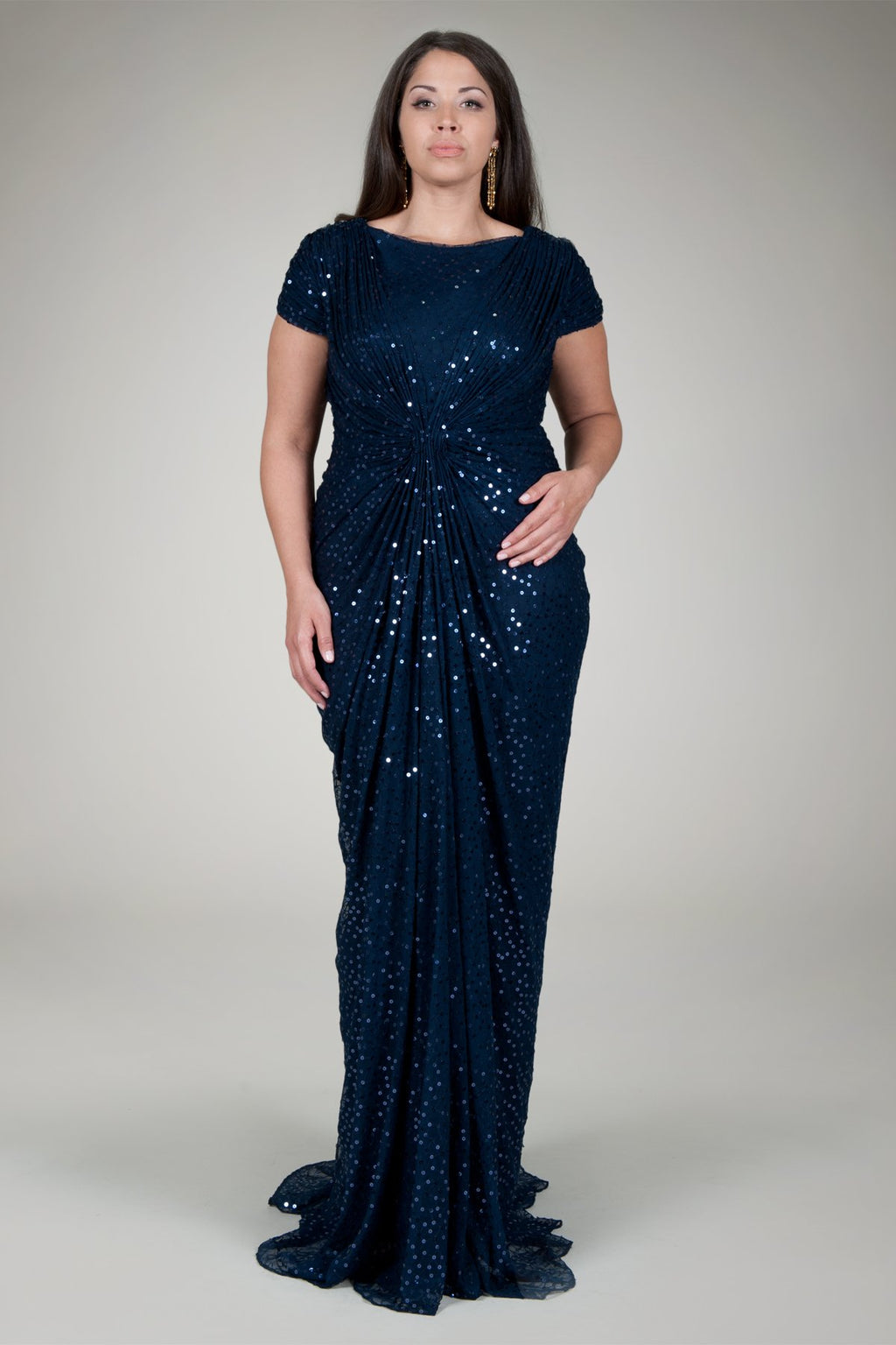 Red Carpet Sequin Gown in Navy