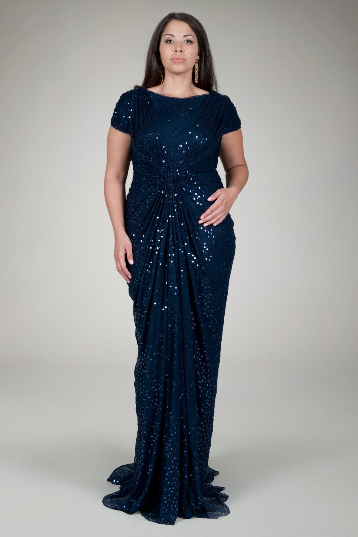 Red Carpet Sequin Gown in Navy