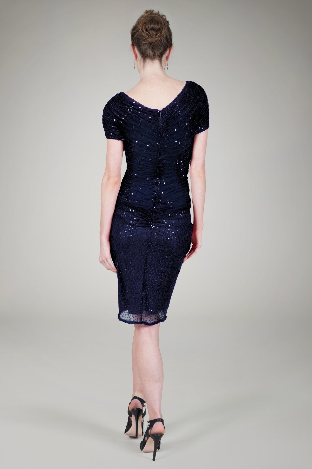 Red Carpet Sequin Cocktail Dress in Navy